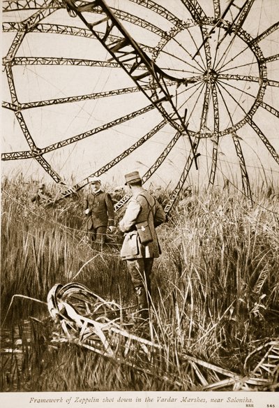 Framework of the Zeppelin shot down in the Vardar Marshes, near Salonika, 1914-19 by English Photographer